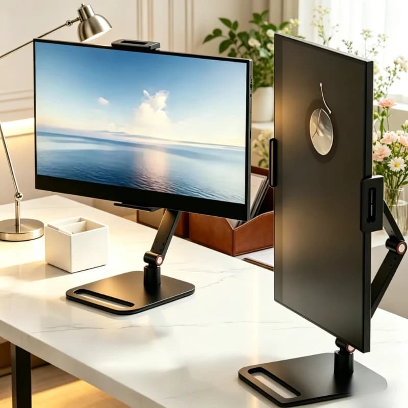 3-section Black Monitor Riser, Expandable Adjustable Clamp Stand for Laptop Phone Desktop, Perfect Office Storage Gift