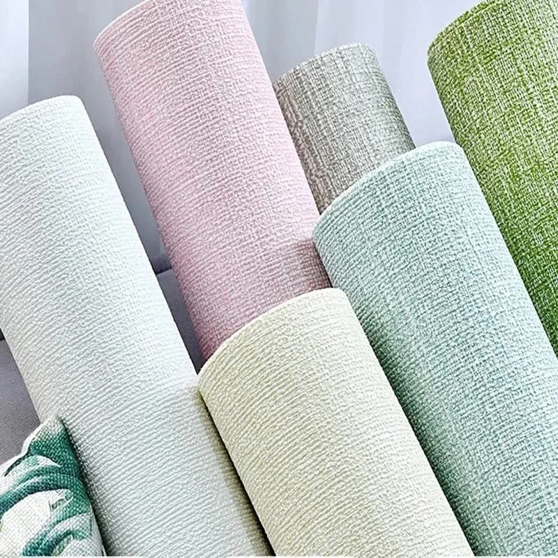 Wall sticker PVC sticker Solid color 50 cm x 10 m linen 3D foam thickened waterproof wallpaper wall decoration wallpaper