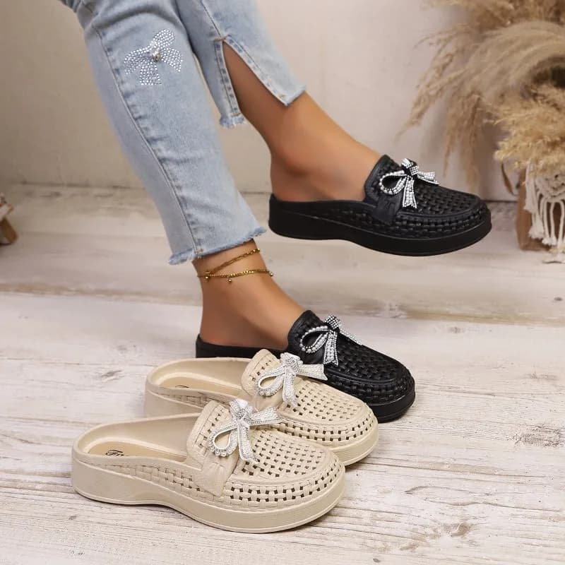 Scarpe Basse da Donna di Design con Punta Tonda e Fiocco, Mocassini Estivi Traspiranti Casual 2026, Sandali Comodi a Taglio Basso Slip-on Durevoli