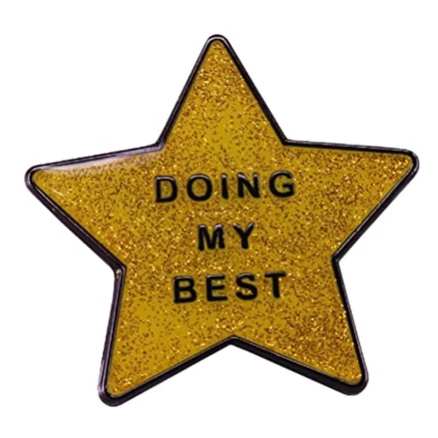 Gold Star Enamel Pin Doing My Best Gold Glitter Star Enamel Brooch Pin Metal Badges Lapel Pin Brooches Jackets Jeans Fashion Je