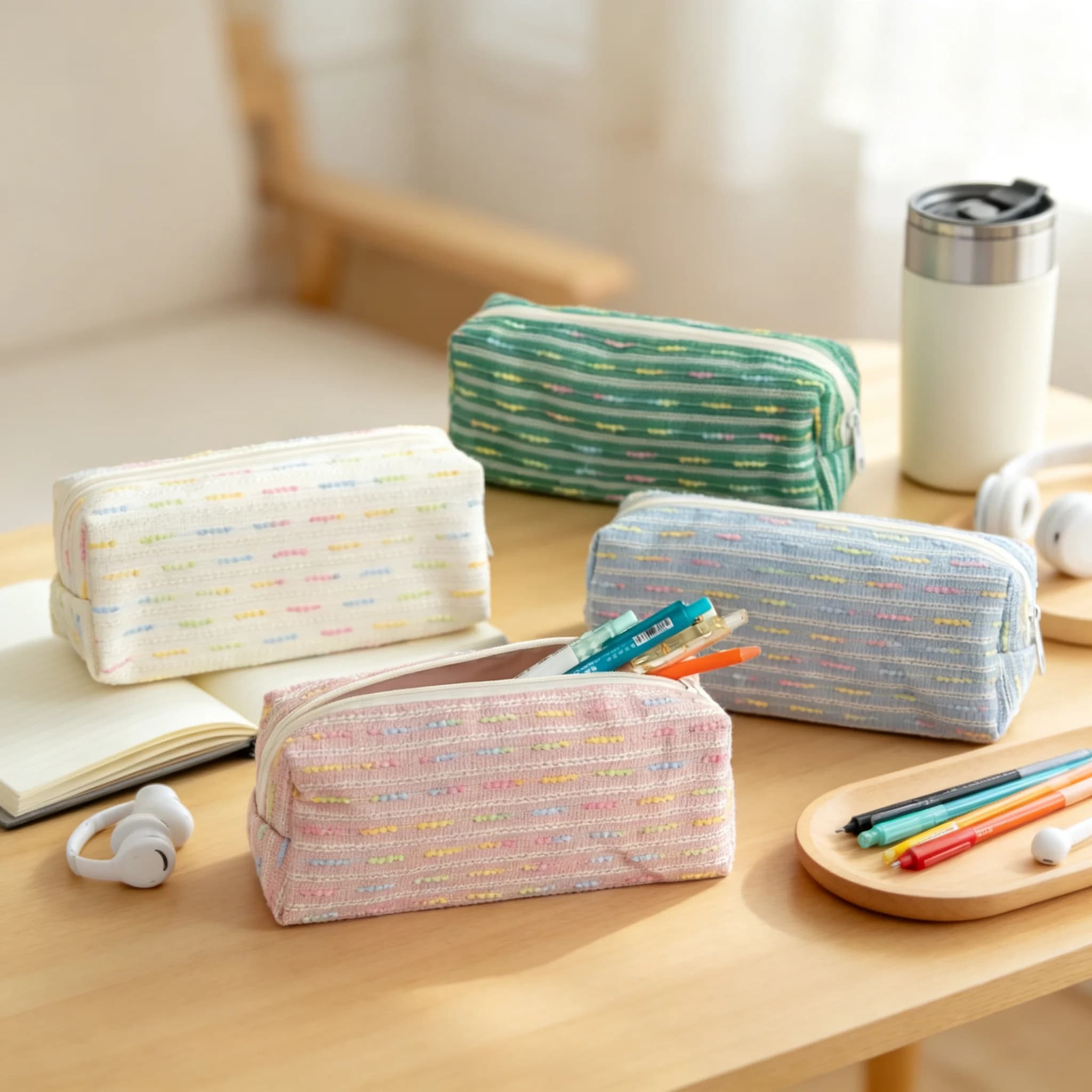 Portable Pencil Case & Travel Organizer For Office, School, Makeup Storage, Toiletry Bag, Desk Organizer Box For Markers, Pens