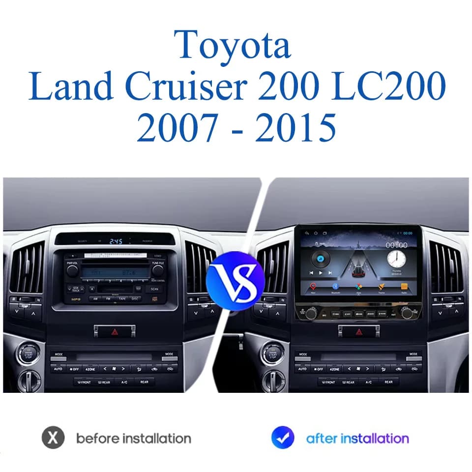 Autoradio Android 14 con 8GB RAM per Toyota Land Cruiser LC200 2007-2015, Lettore DVD Video, GPS, Navigazione, RDS
