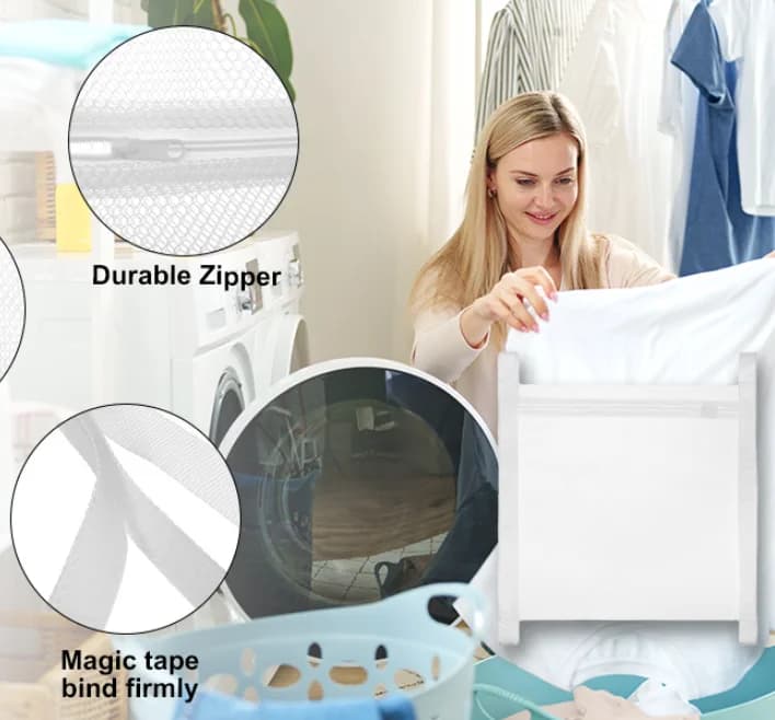 Sneaker Dryer Bags for Shoes with Adjustable Straps, Mesh Shoe Laundry Bags for Dryer, Reusable Shoe Drying Holder Protects Dryer & Reduces Noise