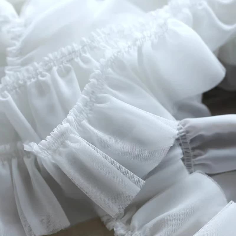 Doppio strato ricamato chiffon pieghettato pizzo cappelli da ragazza fai da te vestiti gonne orlo divano cuscino tenda bordo decorazione da cucire