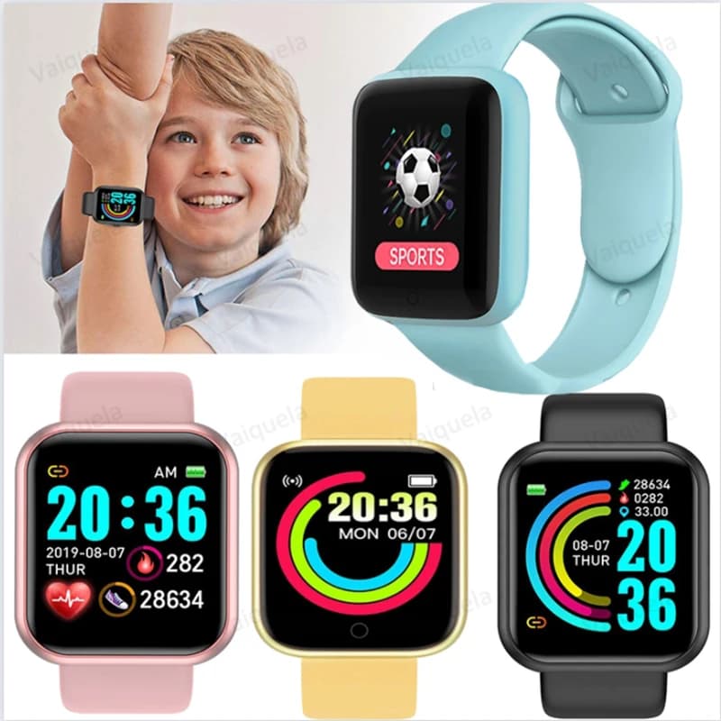 Orologio digitale intelligente per bambini con orologio collegato Conteggio passi per bambini Monitoraggio della frequenza cardiaca Wirstwatch Bluetooth per uomo donna