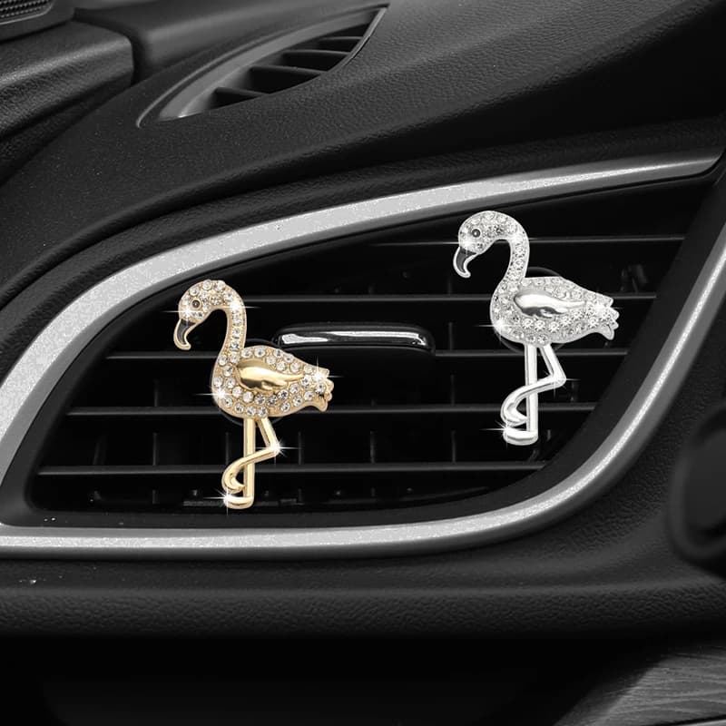 Bling Flamingo Perfume Clip for Car Perfume Cute aromatherapy air conditioner intake diffuser Deodorant clip for car accessories