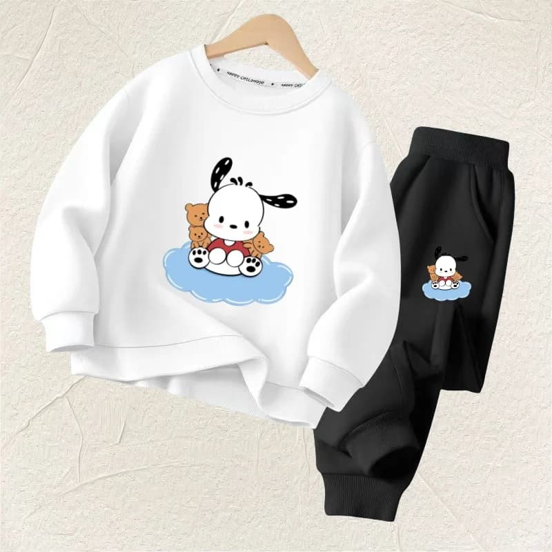 Autunno Neonata Vestiti Set Bambini Sanrio Pochacco Stampa Cartoon Felpa e Pantaloni 2 Pezzi Vestito Capretto Ragazzi Abito a maniche lunghe