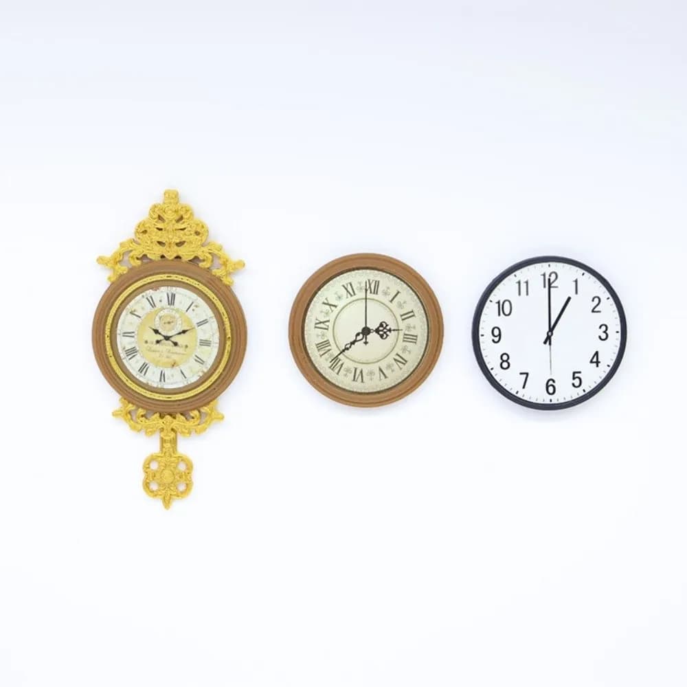 New wall clock for home of dolls in European style simulated simple miniature wall clock scale 1:12 accessories for round dolls doll house