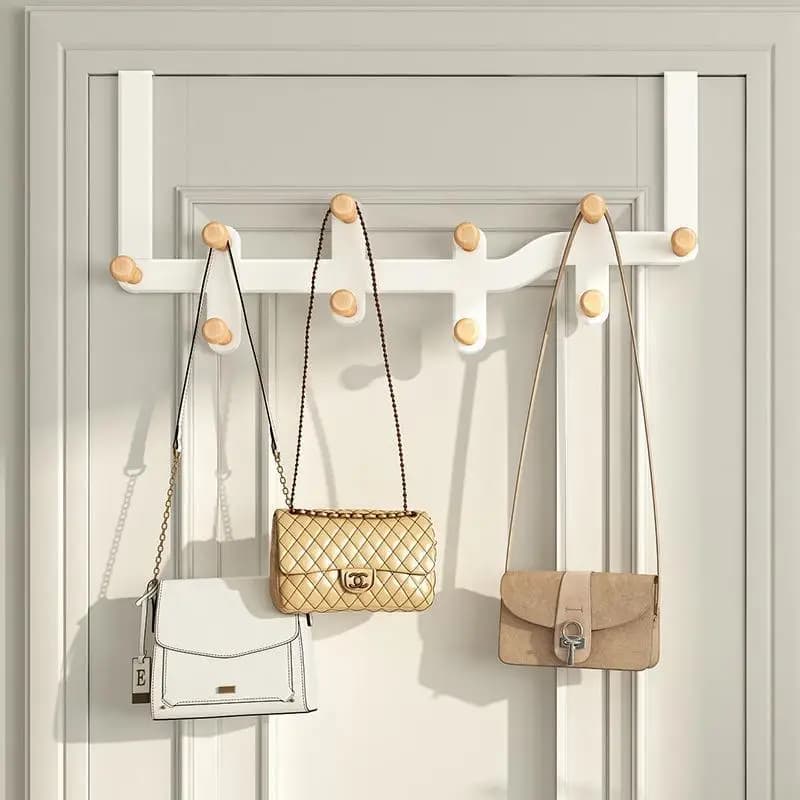 No Drilling Iron Art Door Back Hook Clothes Hanger Bedroom Storage Organizer Bag Holder Simple Entrance Door Hook