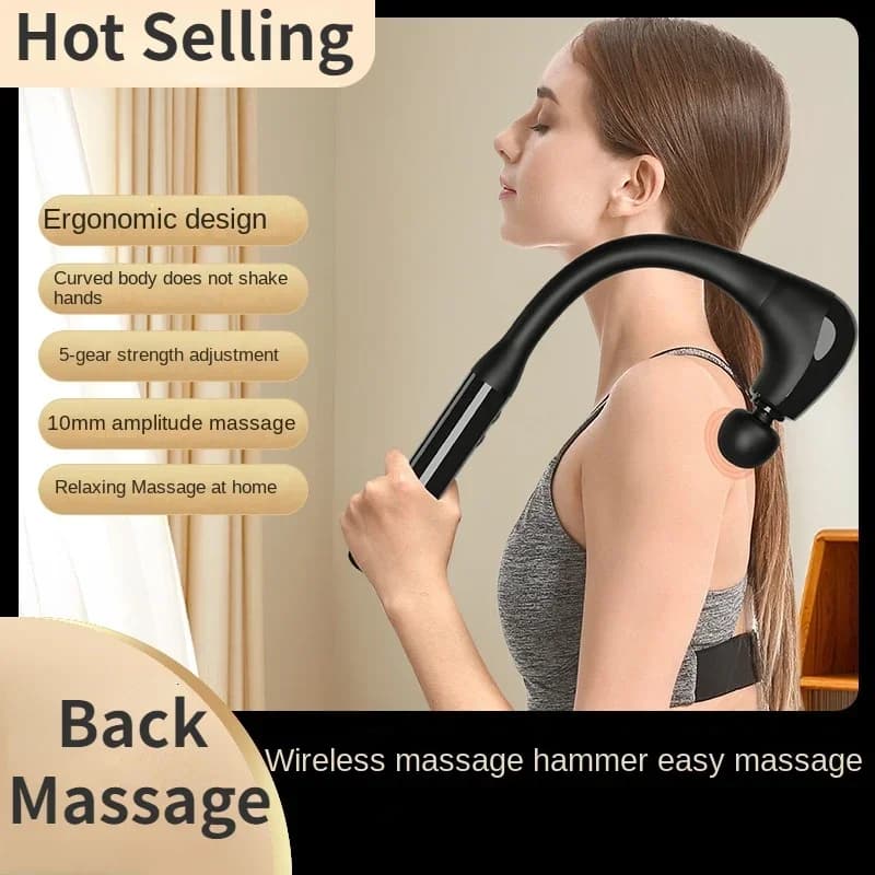 Fascial Massage Gun with Bent Long Handle High-frequency Vibration Portable Deep Body Massager
