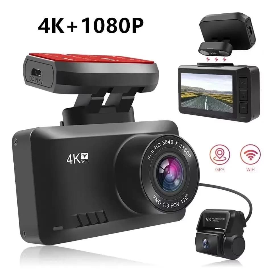 magntic mount DVR 170 Wide Angle 4K+1K 2Ch-Car DashCam SUPER night vision with WIFI GPS G-Sensor Loop Record support park mode