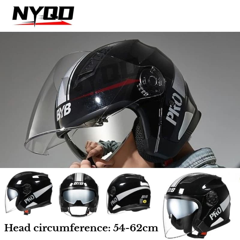 Casco da Moto con Doppia Lente Antiappannamento per Uomo e Donna, 4 Stagioni, Integrale per Bici Elettrica