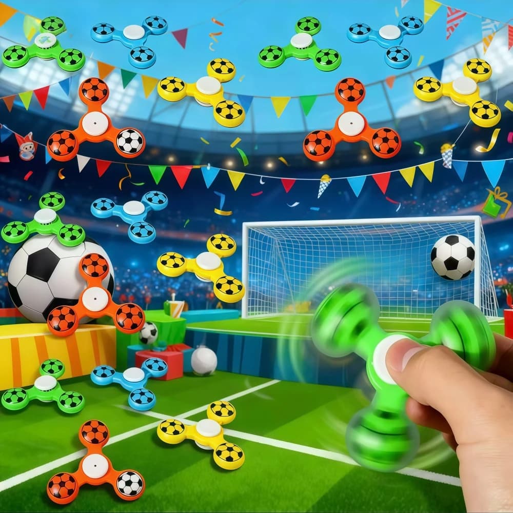 Divertente set di spinner Fidget da calcio a tre foglie - Confezione da 6/12/18 pezzi per giochi di carnevale di compleanno Confezione di premi per la scuola materna