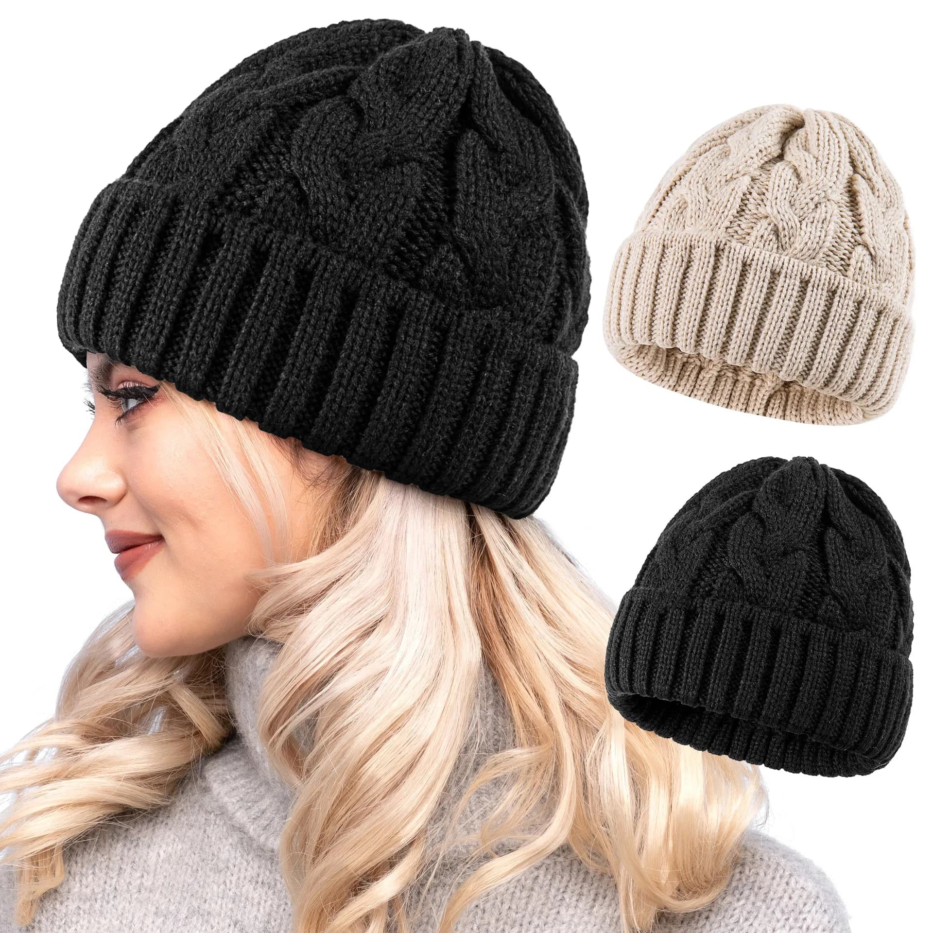 Women's Winter Hat 2024 New Autumn Women's Hand Warm Cap Maid Maid Beanie Girl Hats Women's Hood Chunky Femme Thickness Elastic Hats