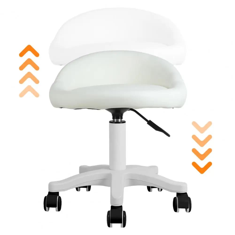 Sgabello Girevole a 360 Gradi, Sedia da Salone Ergonomica, Seduta Girevole Regolabile in Altezza, Ruote Silenziose, Cuscino in Ecopelle