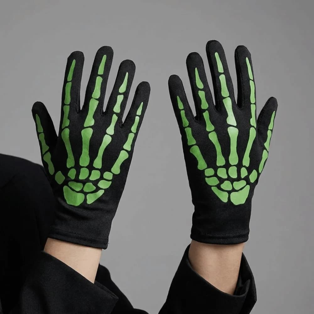 Full Finger Halloween Gloves Windproof Cosplay Prop Skeleton Claw Gloves Glowing Gloves Hand Warmers Halloween Bone Claw Gloves