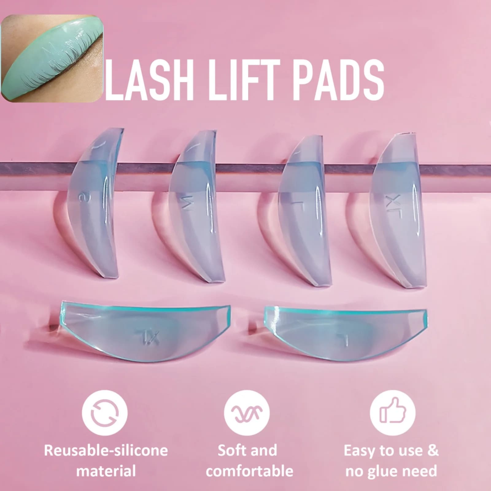 Lomansa 4 Paia L Curl Silicone Eyelashes Perm Pad Lifting Eyelashes Shielding Rods Folding Accessories Applicator Makeup Tool