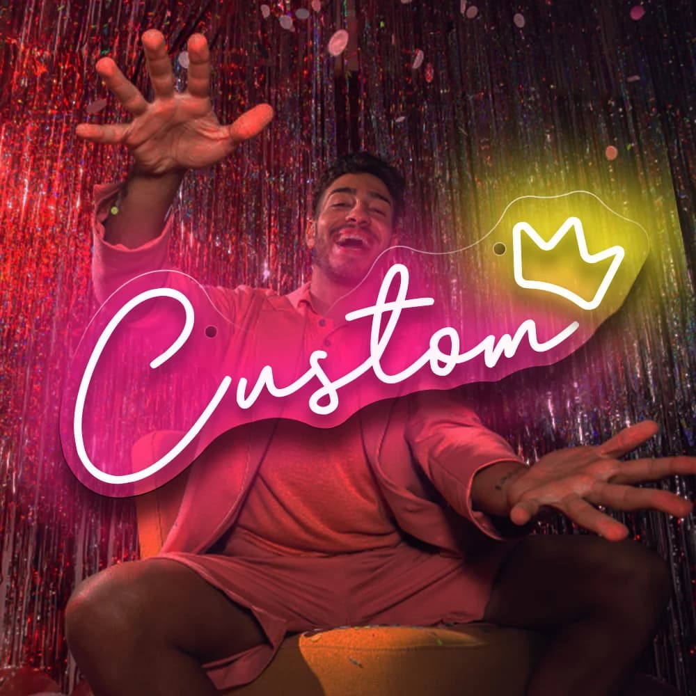 Insegna al neon personalizzata con corona Luce LED personalizzata per decorazioni domestiche Luminosità regolabile alimentata tramite USB per matrimoni, feste di compleanno