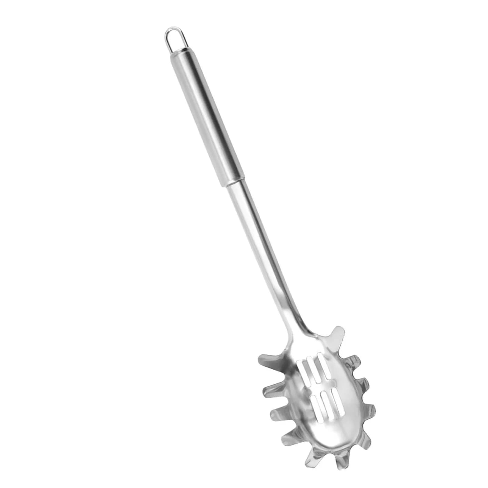 Cucchiaio per spaghetti in acciaio inossidabile lucido Server per pasta Manico lungo Utensili da cucina Cucchiaio da portata multifunzionale
