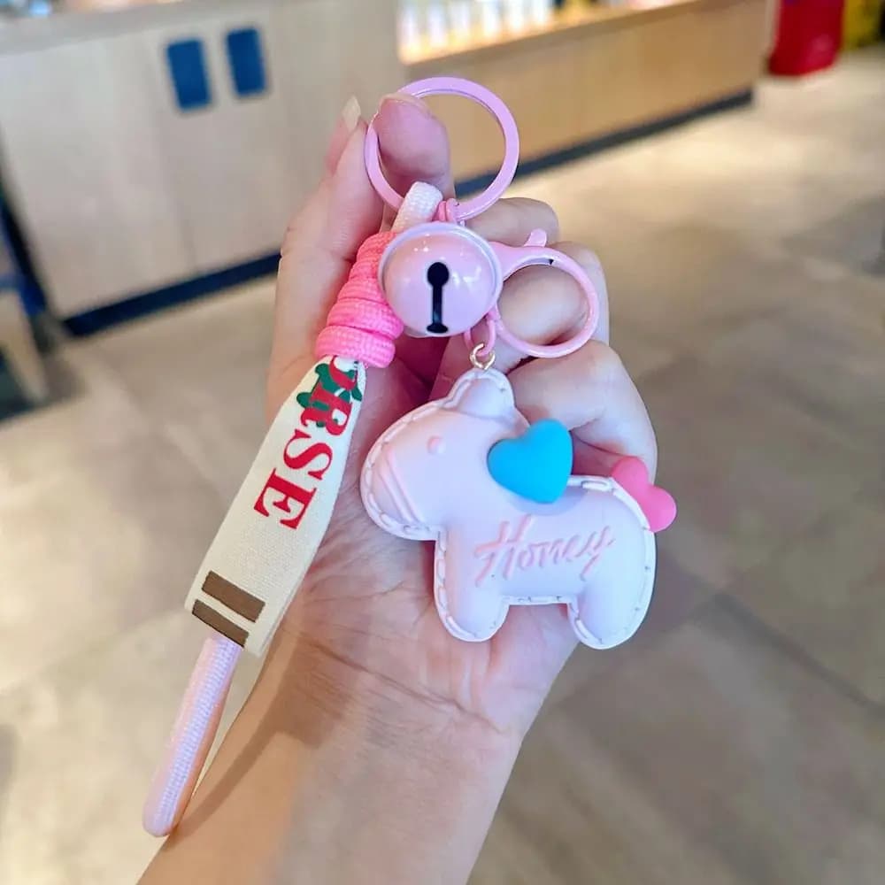 Pony Zodiacal Shaped Resin Keychain in Animated Carton Style, Horse Shape Realistic Keyring for New Year