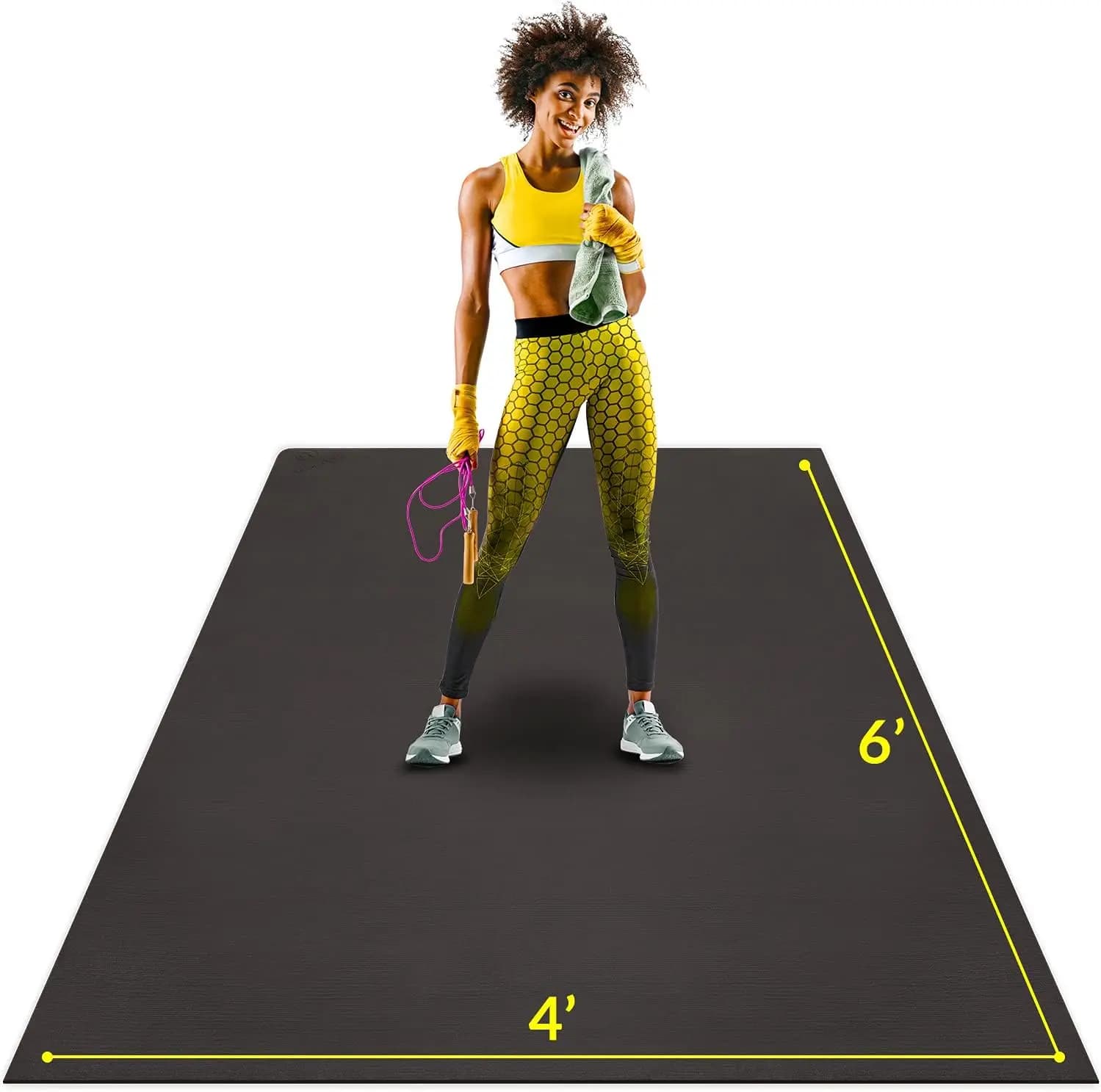 Carpet for Exercises Large 6x4 Feet for Home Gym, Flooring in Rubber Anti-slip with Jumping Wheel and Transport Bag