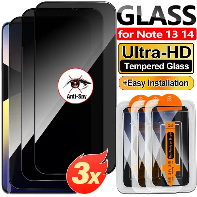 Anti Spy Tempered Glass with Auto Installation Privacy Screen Protector For Xiaomi Redmi Note 14 13 Pro 15 12 11 10 9 8 7 15C A3