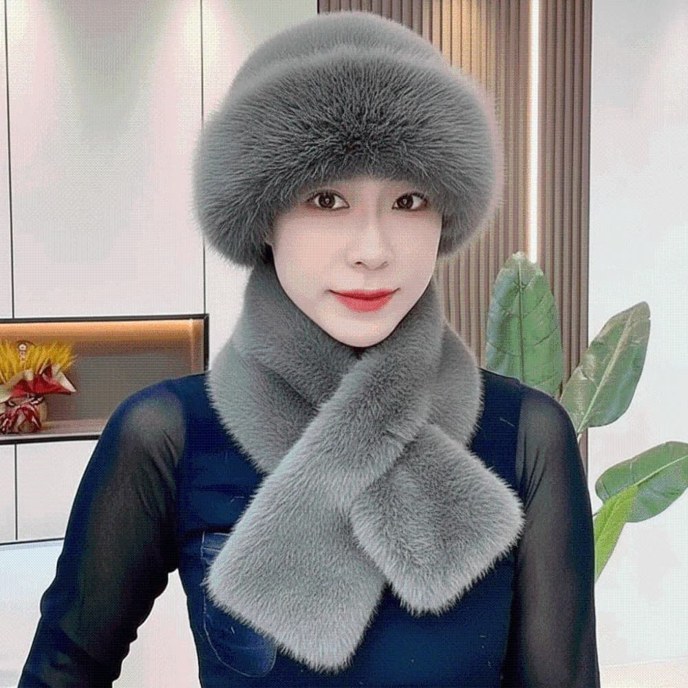 Fur Oufit Cap Thickened Cossack Hat Set Thermal Furry Faux Mink Headwear Washable Premium Russian Style Beanie Seniors