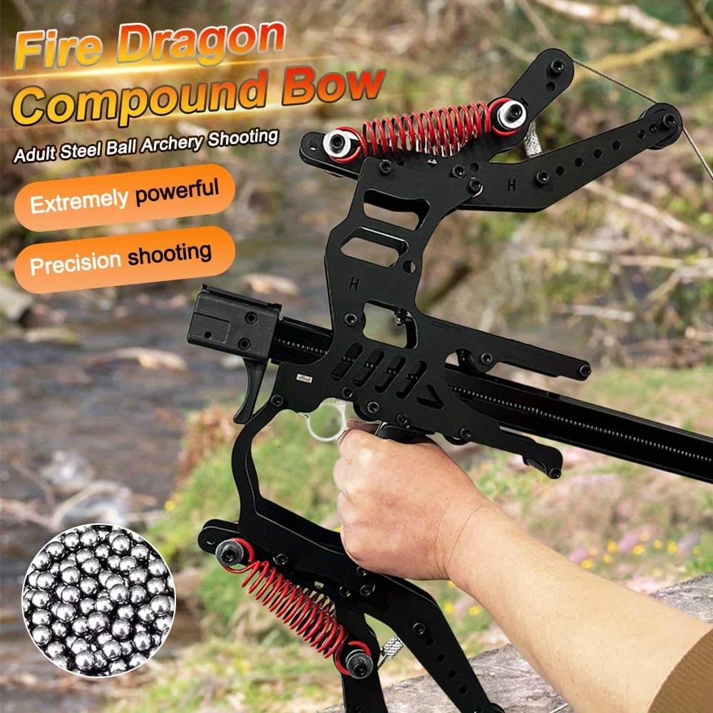 Arco composto Fire Dragon - Sfera e freccia in acciaio Molla di precisione ad alta potenza a doppio uso per caccia sportiva all'aria aperta
