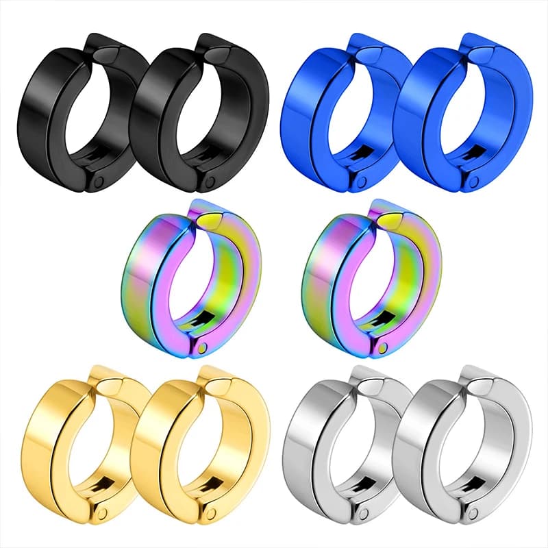2 clip ear earrings in korean stainless steel classic for men black hoopless woman for ear fake drilled new pop jewelry