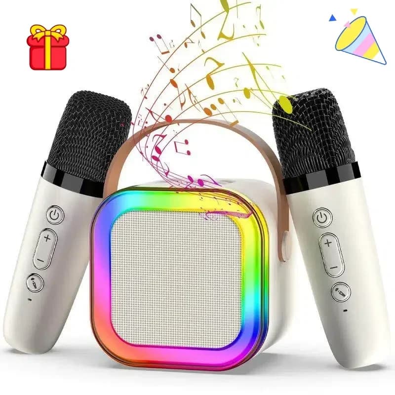 Macchina per karaoke Hi-Fi RGB 2 microfoni wireless Bluetooth 5.3 Casa portatile KTV Regalo di Natale preferito dai bambini