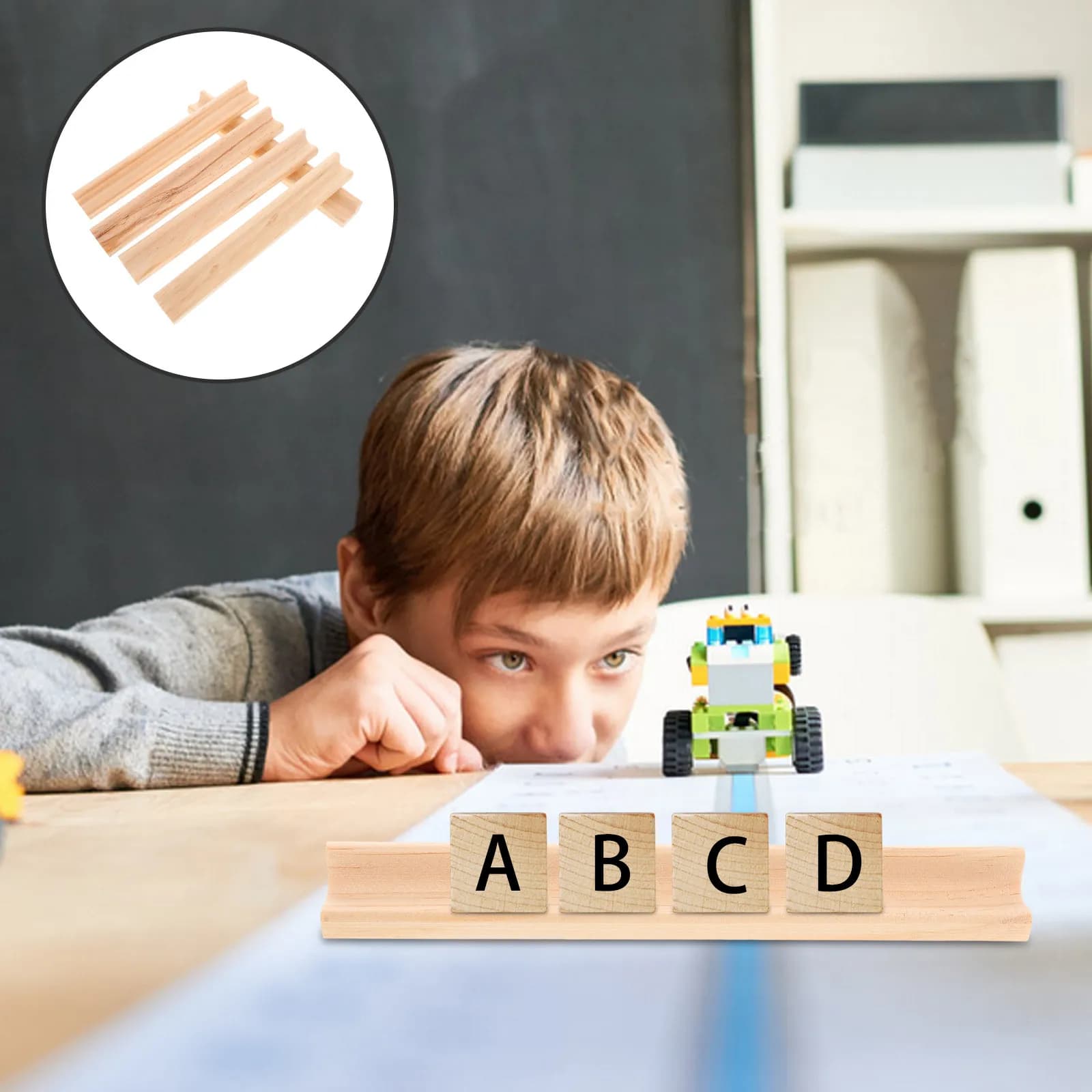 Set di 5 Supporti in Legno per Tessere Alfabeto, Porta Domino con Superficie Liscia, Organizzatori per Tessere Mahjong, Base per Lettere Inglesi
