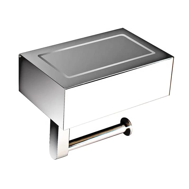 Dispenser di salviette umidificate risciacquabili cromate lucidate di grandi dimensioni porta carta igienica scomparto per la Privacy del bagno supporto a parete con scanalatura del coperchio del telefono