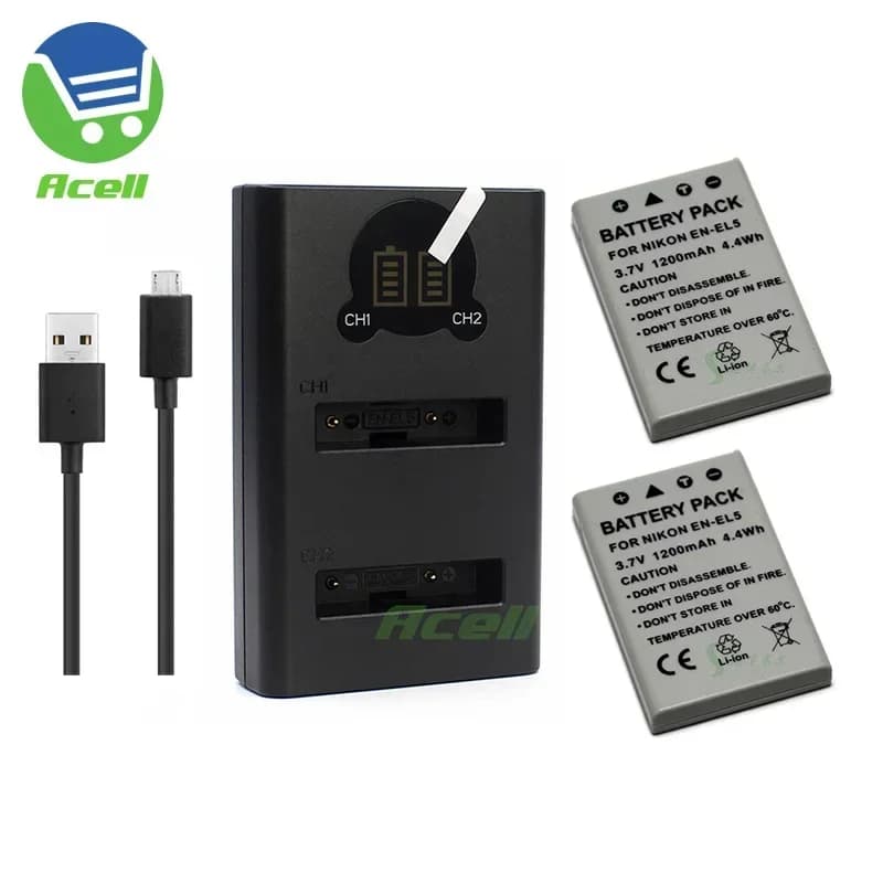 USB Charger or EN-EL5 Replace Battery for Nikon COOLPIX P530 P520 P510 P500 P5000 P5100 P6000 P80 P90 P3 P4 P100 S10 Camera