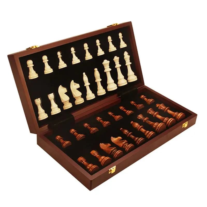 ABXE-Chess Set Wooden Folding Big Traditional Classic Handwork Solid Wood Pieces Walnut Chessboard Children Gift Board Game