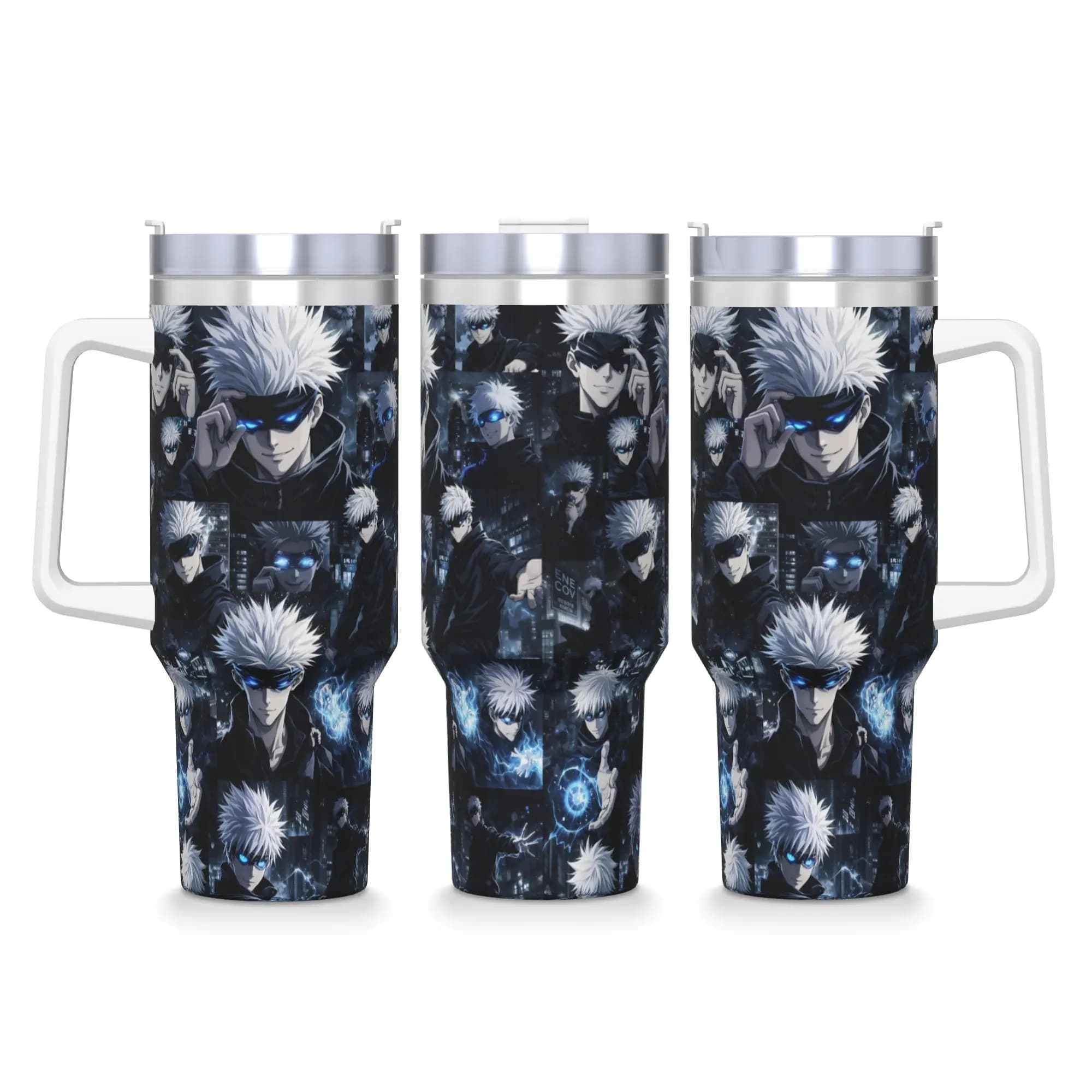 Satoru Gojo Stainless Steel Tumbler J-Jujutsus K-Kaisens Travelist Mug With Straws and Lid 40oz Mugs Cup Cold Water Bottle
