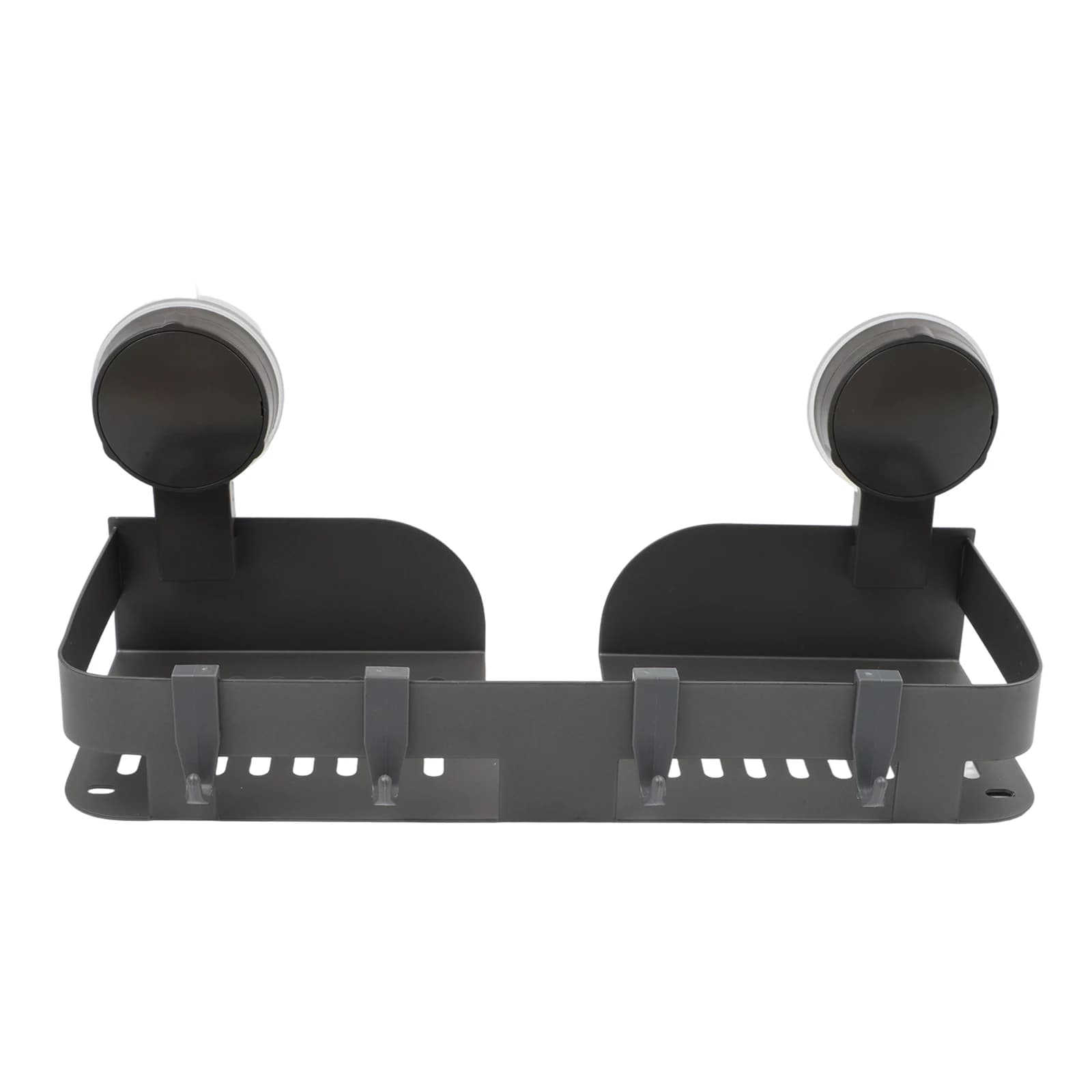 Bathroom Shower Shelf Organizer with Suction Cups Aviation Aluminum Material Raised Edge Design No Drill Black