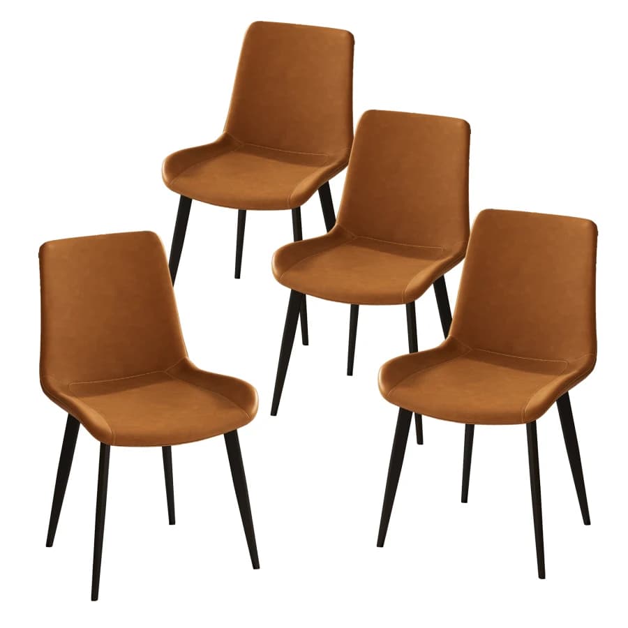 Dining Chairs 4PCS, Modern Kitchen and Dining Room Chairs, Upholstered Faux Leather Cushion Seat and Sturdy Metal Legs Padded S