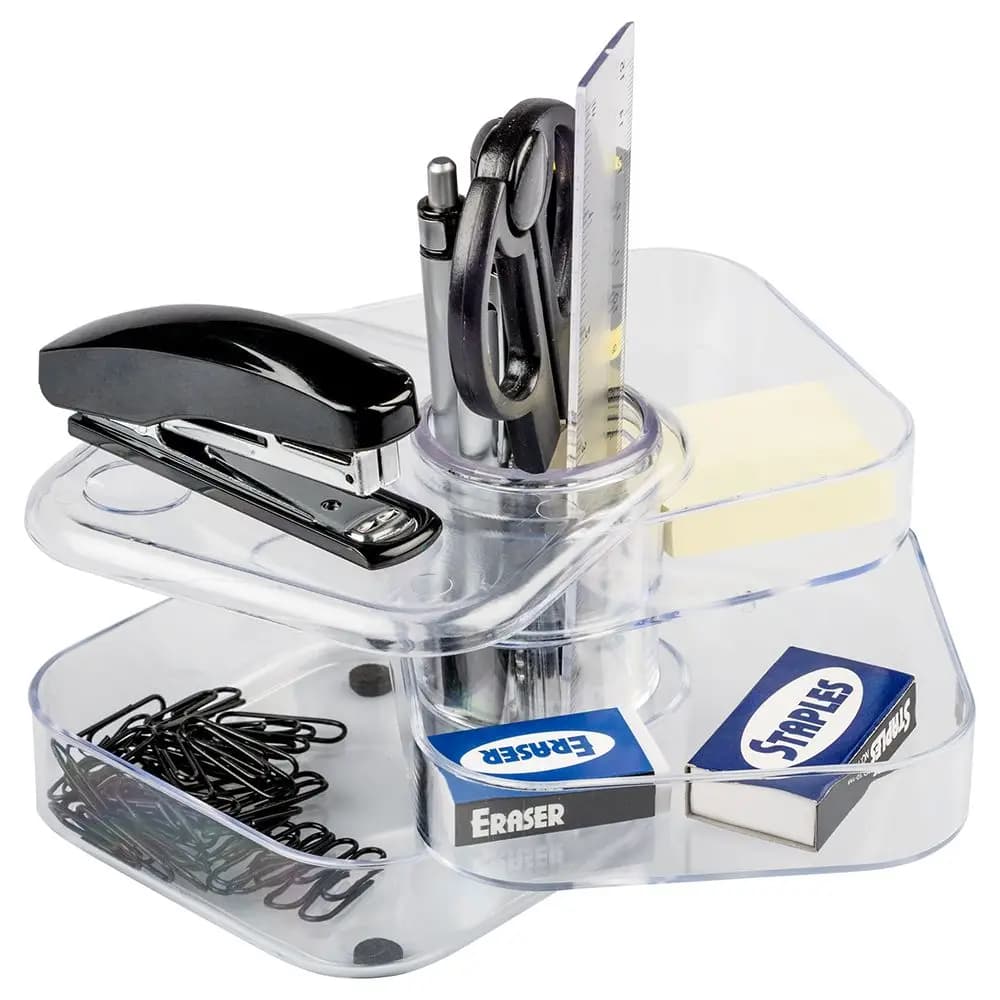 Set di organizer da scrivania, 4 x 4 x 3,5, girevole, trasparente, venduto singolarmente