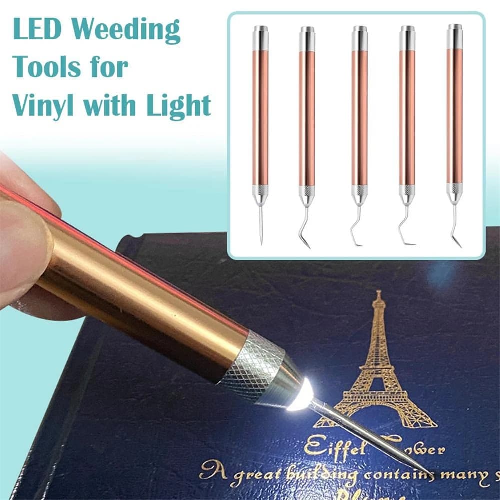 Portable Vinyl Weeding Kit With Hooks LED Vinyl Weeding Tool Handheld Iron-on Project Cutter Vinyl Paper Remover With Light