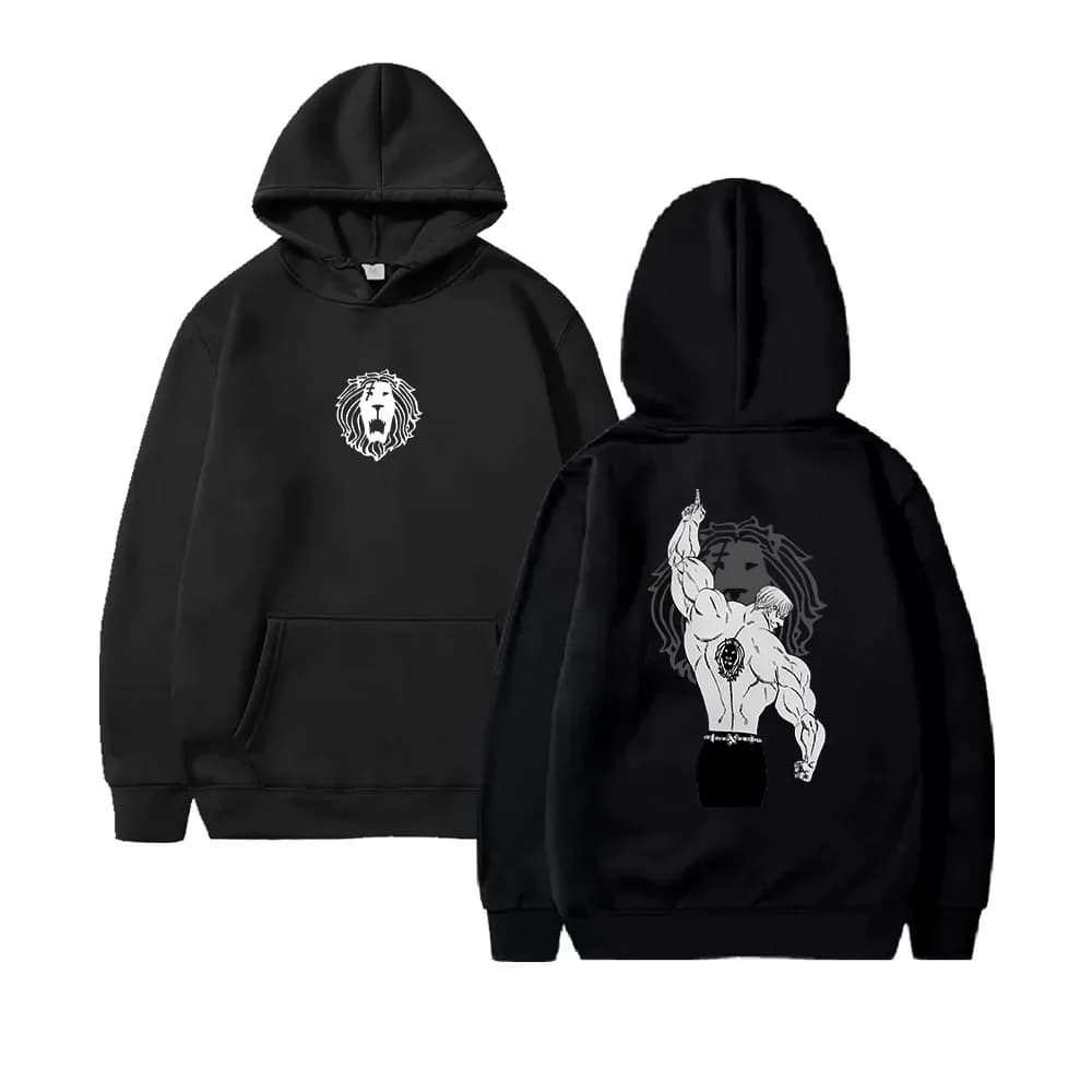 Hot Anime The Seven Deadly Sins Escanor Graphic Hooded Men Casual Loose Hoodies Manga sweatshirt Streetwear Plus Size Loose