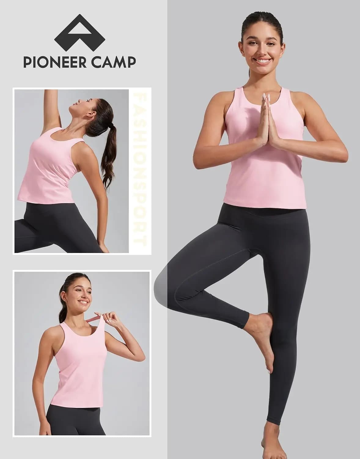 Pioneer Camp Abbigliamento Donna: Top Sportivo da Allenamento da Donna con Reggiseno Integrato, Canotta Racerback Senza Maniche per Palestra e Tennis