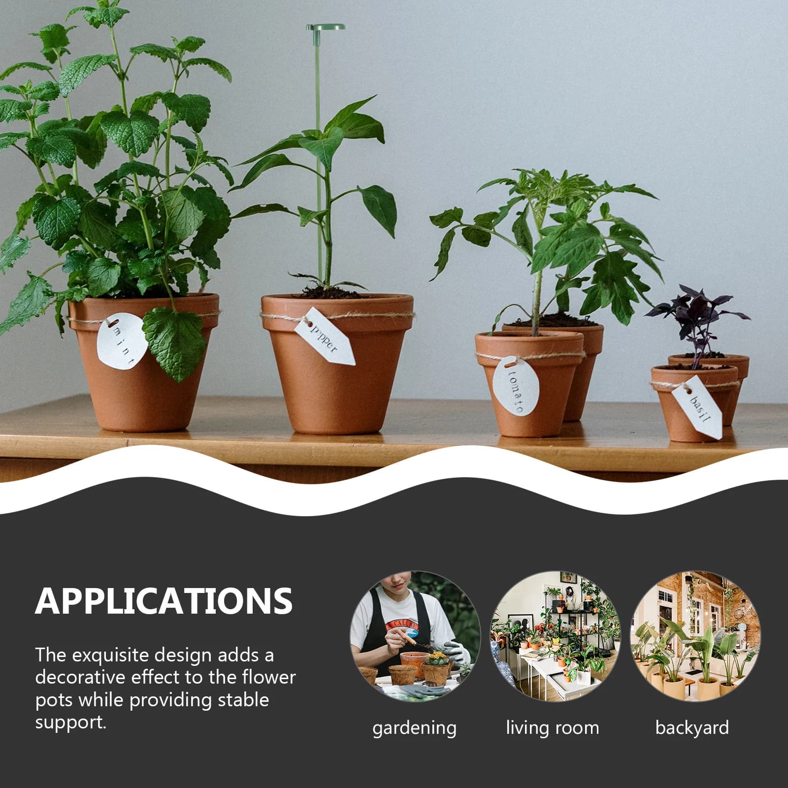 10 Pezzi Supporti per Piante in ABS, Superficie Liscia Senza Sbavature, Pali di Supporto Sicuri per Orchidee, Pomodori, Viti e Fiori Rampicanti