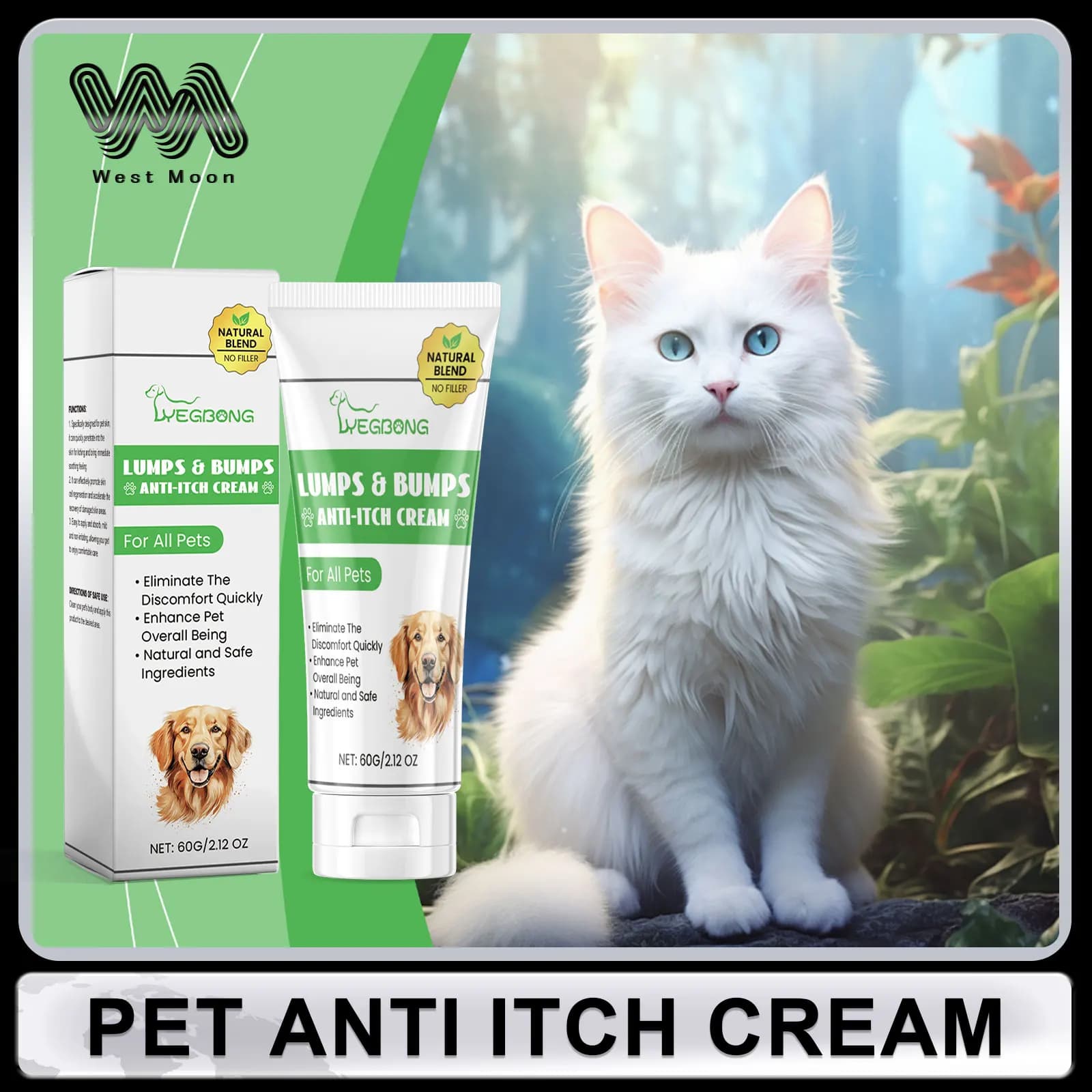 Crema per la cura della pelle degli animali domestici alle erbe Allevia il prurito Idratante a lunga durata Crea la pelle dell'animale domestico Crema morbida e liscia per la riparazione delicata 60g