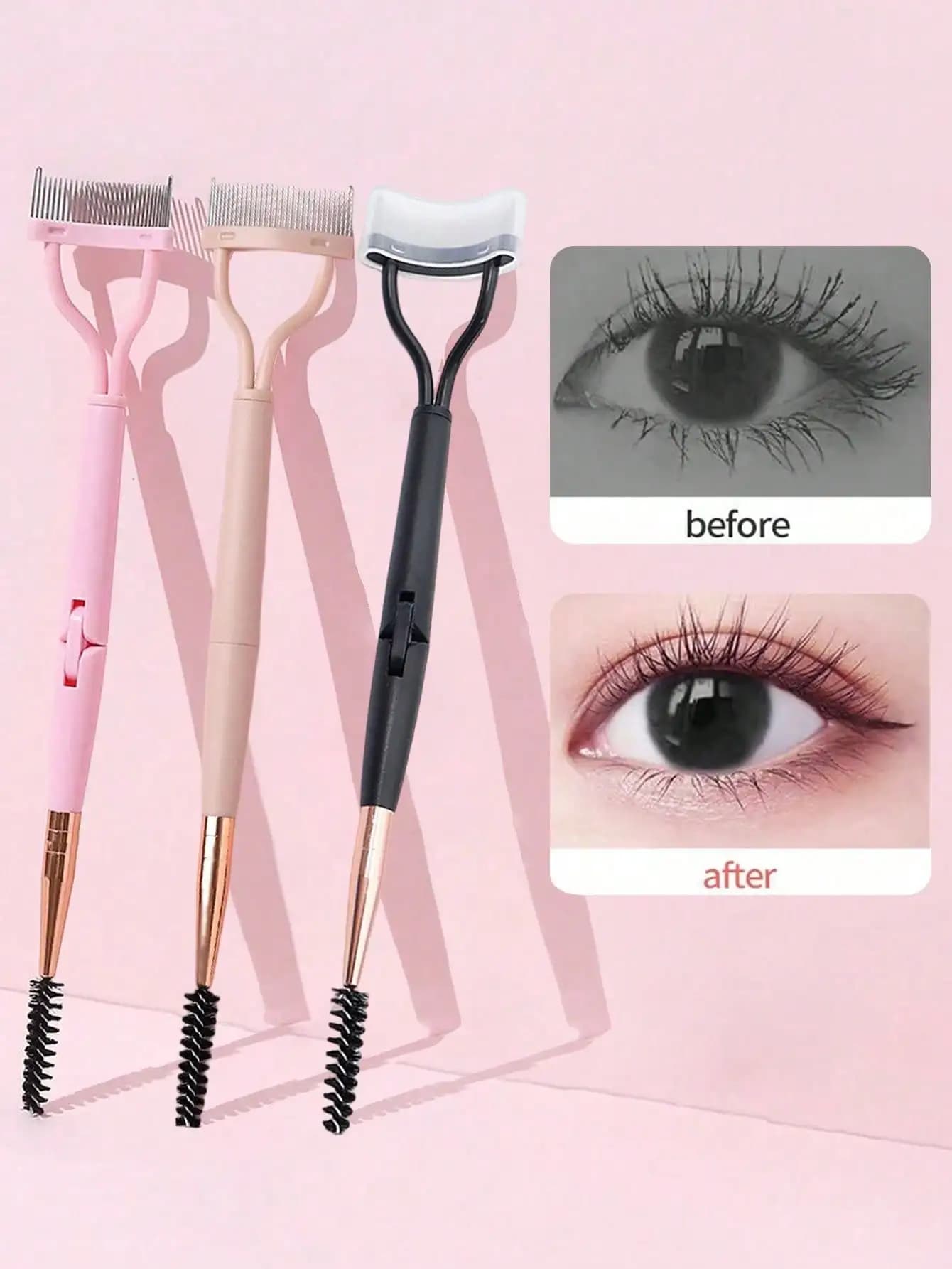 Set di 4 strumenti multifunzionali per il trucco degli occhi, modello per eyeliner in silicone, applicatore per mascara e ombretto, applicatore per rossetto, strumento per eyeliner a forma di ala, pulitore per naso, spazzola per punti neri, adatto per principianti, applicatore in silicone per ombretto e rossetto.