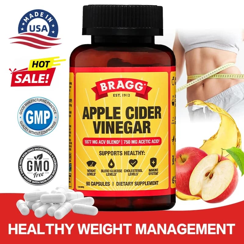 Bragg Apple Sigido Vinegar - Vitamin D3 and Zinc - Acetate from 750 Mg - Immune Support and Weight Management