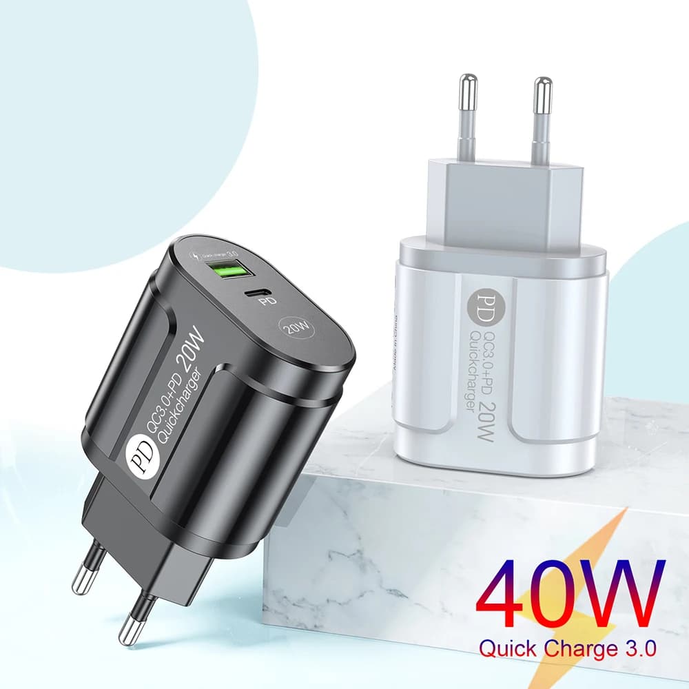 Caricabatterie USB PD caricabatterie di tipo C adattatore universale per telefono QC 3.0 per Iphone Xiaomi 12 11 8 caricabatterie a ricarica rapida Samsung Oneplus 40W