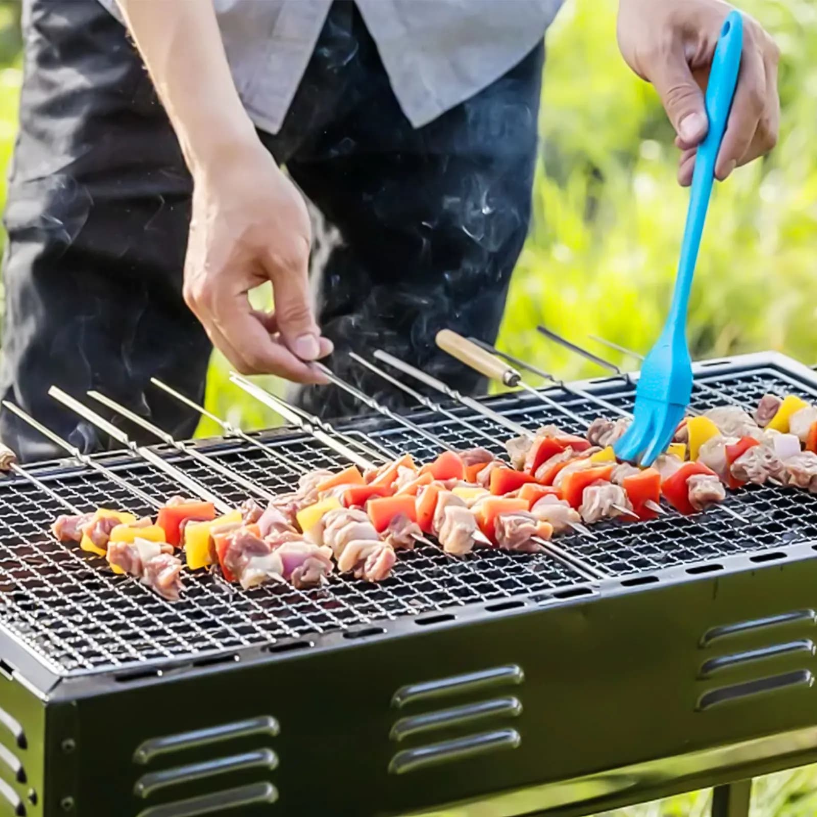 Pratico Cestello Griglia BBQ per Barbecue, Campeggio, Fornelli da Campeggio, Cottura Pesce, Rete per Carne, Rete per Forni, Acciaio Inossidabile