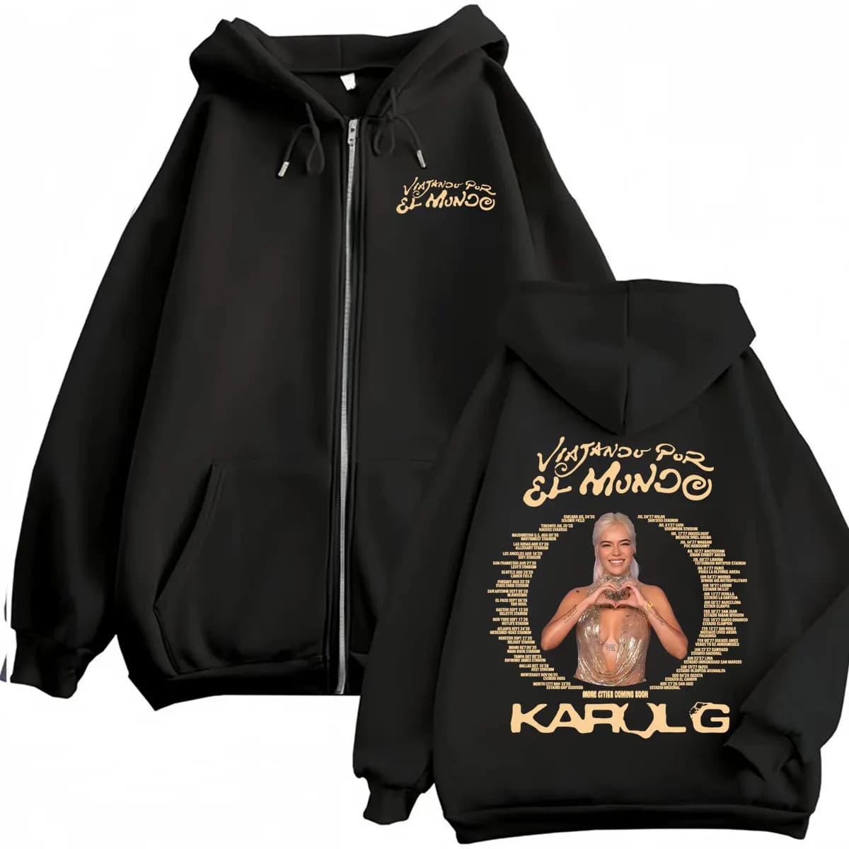 Felpe con Zip Karol G Tropicoqueta Tour Album 2026, Giacche Moda Estetica per Uomo e Donna, Felpe a Maniche Lunghe con Cerniera