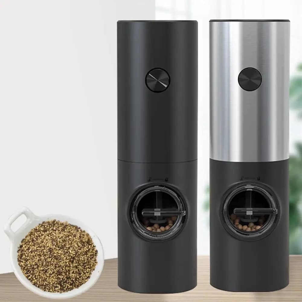 1/2 pezzi set di macinapepe elettrico automatico per sale e pepe con smerigliatrice a luce led mulino per spezie regolabile smerigliatrice per spezie utensili da cucina