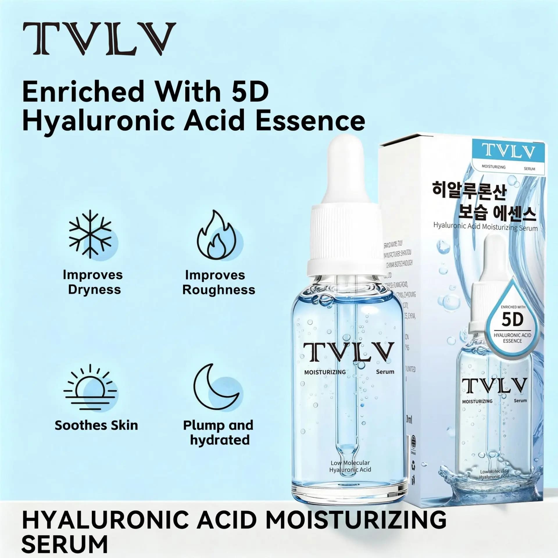 Siero Viso Hydrating and Illuminating to the Hyaluronic Acid TVLV with Contagocce